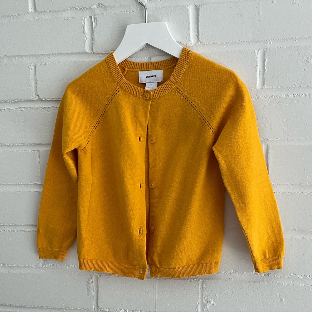 Toddler Girls Mustard Yellow Classic Basic Old Navy Cardigan Size 3T